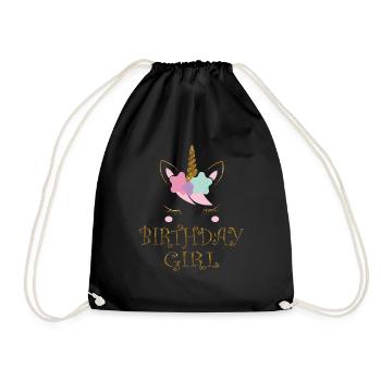 Birthday Girl Unicorn - poison Glitter anniversaire - Sac de sport léger - noir - Devant
