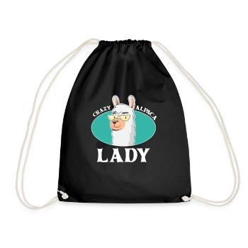Crazy Alpaca Lady Alpacas - Drawstring Bag - black - Front