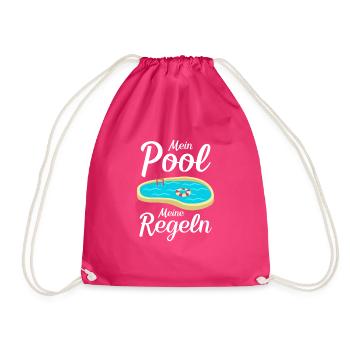 Planschbecken Swimmingpool Pool Schwimmen Geschenk - Turnbeutel - Fuchsia - Vorne