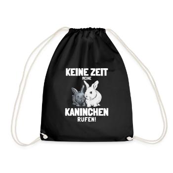 Zwergkaninchen Kaninchen Häschen Haustier Geschenk - Turnbeutel - Schwarz - Vorne