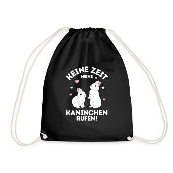 Zwergkaninchen Kaninchen Häschen Haustier Geschenk - Turnbeutel - Schwarz - Vorne