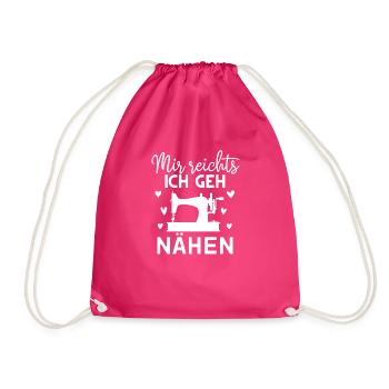 Näherin Schneiderin Nähmaschine Geschenk Nähen - Turnbeutel - Fuchsia - Vorne