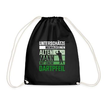 Dartspieler Dartpfeil Dartscheibe Dart Geschenk - Turnbeutel - Schwarz - Vorne
