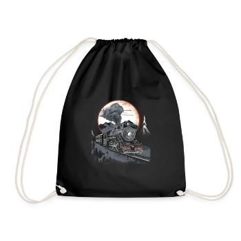 Dampflokomotive Dampflok Eisebahner Geschenk Lok - Turnbeutel - Schwarz - Vorne