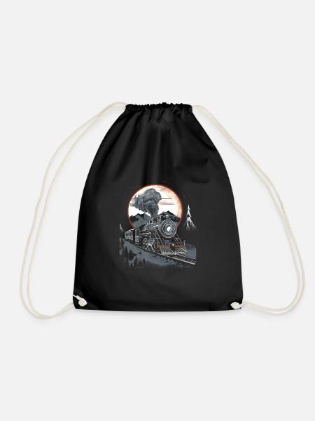 Steam locomotive Steam locomotive Eisebahner gift locomotive - Drawstring Bag - black