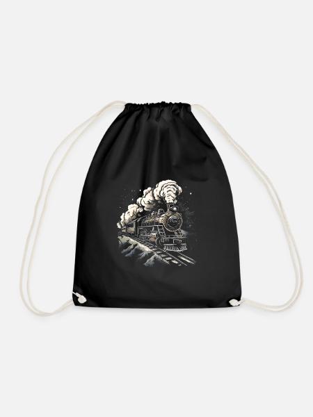 Steam locomotive Steam locomotive Eisebahner gift locomotive - Drawstring Bag - black