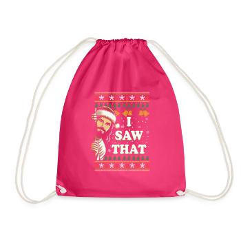 Ugly Hässlicher Weihnachtspulli Jesus Meme - Turnbeutel - Fuchsia - Vorne