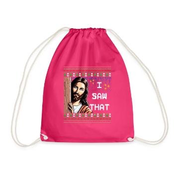 Ugly Hässlicher Weihnachtspulli Jesus Meme - Turnbeutel - Fuchsia - Vorne