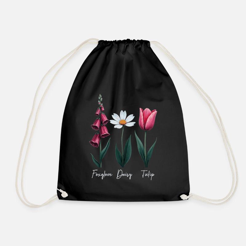 Fingerhut Gänseblümchen Tulpe Blumen - Turnbeutel - Schwarz