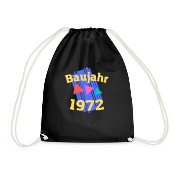 Jahrgang 1972 Geburtstag 51 - Baujahr März 1972 - Turnbeutel - Schwarz - Vorne