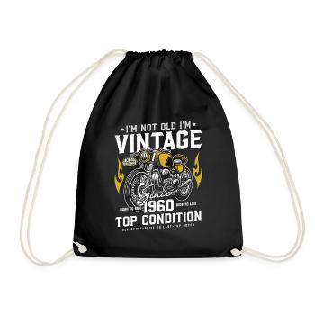 1960 Jahrgang Geburtstag Vintage Retro Motorrad - Turnbeutel - Schwarz - Vorne