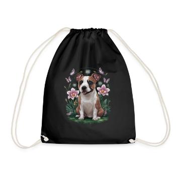 Staffordshire Bull Terrier avec des papillons - Sac de sport léger - noir - Devant
