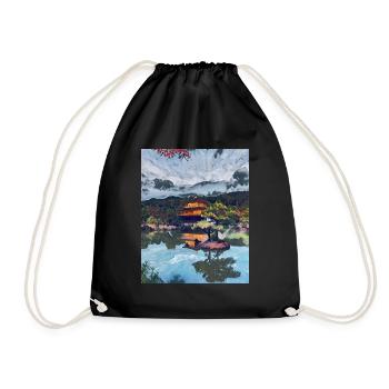 Kinkakuji, Kyoto, Japan - Drawstring Bag - black - Front