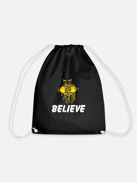 Spaghetti Monster Believe Atheist Gott Glaube - Turnbeutel - Schwarz
