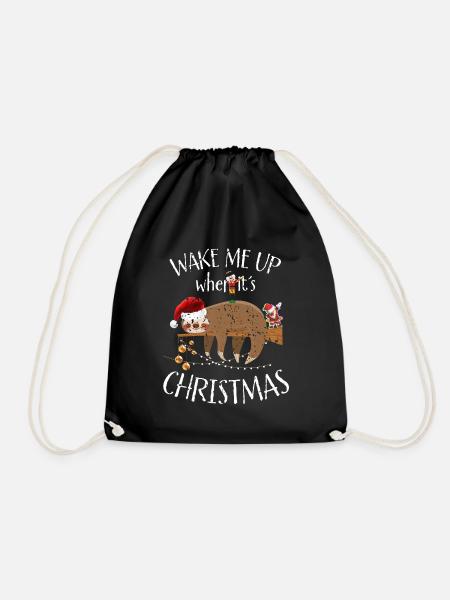 Faultier Weihnachten Wake Me Up Ugly Christmas - Turnbeutel - Schwarz