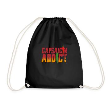 Capsaicin Addict Spicy Eating Chili Pepperoni Hot - Drawstring Bag - black - Front