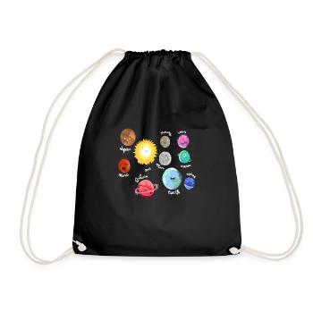 Système solaire lune espace mignon espace extra-atmosphérique - Sac de sport léger - noir - Devant