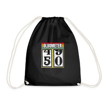 Oldometer 49 50 Lustiges Retro-Geschenk zum 50. Geburtstag - Turnbeutel - Schwarz - Vorne