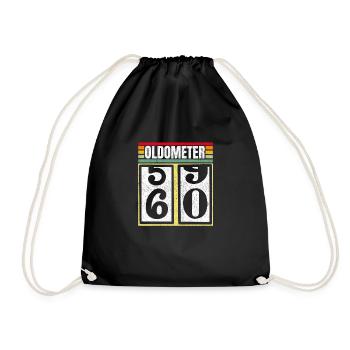 Oldometer 59 60 Funny 60th Birthday Retro Age 60 - Drawstring Bag - black - Front