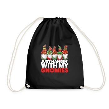Just Hanging With My Gnomies Gnomes - Drawstring Bag - black - Front