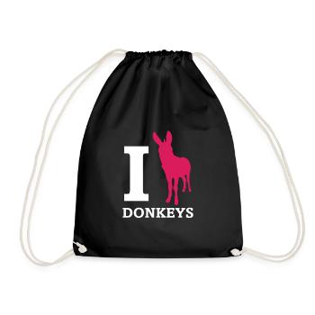 I Love Donkeys Esel Maultier Eselchen - Turnbeutel - Schwarz - Vorne