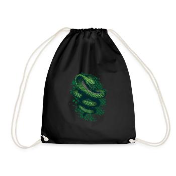 Green snake reptile terrarium - Drawstring Bag - black - Front