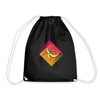 Banane Retro Obst Früchte Frucht - Turnbeutel - Schwarz - Vorne