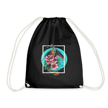 Japanese Dragon Flower Fantasy - Drawstring Bag - black - Front