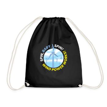 Windpower Works Wind Power Wind Energy - Drawstring Bag - black - Front