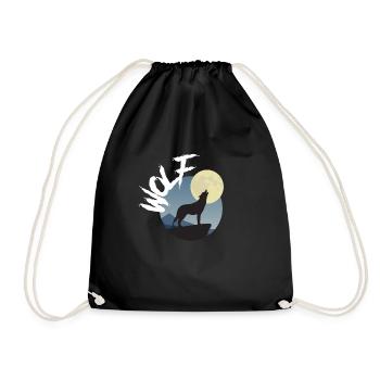 Wolf Moon Howling Wilderness Wild Wildlife - Drawstring Bag - black - Front