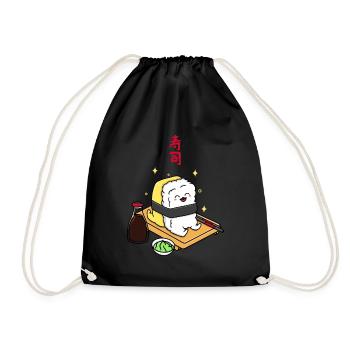 Happy Tamago Sushi - Drawstring Bag - black - Front