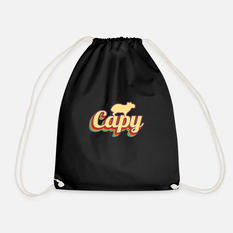 Capybara Retro Capibara - Turnbeutel - Schwarz