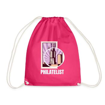 Philatelist Stamp Collection - Drawstring Bag - fuchsia - Front