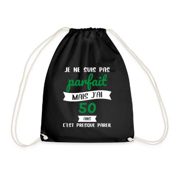 Anniversaire 50 ans - Pas parfait mais j'ai 50 ans - Sac de sport léger - noir - Devant