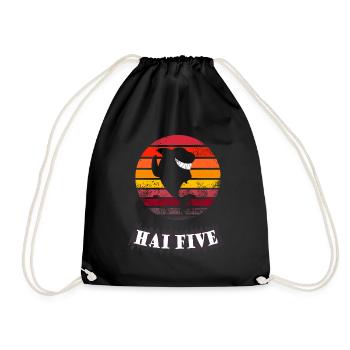 Haifisch High 5: HAI FIVE (Vintage Sunset) - Turnbeutel - Schwarz - Vorne