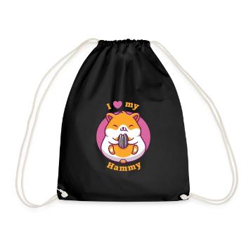 I Love My Hammy Hamster - Drawstring Bag - black - Front