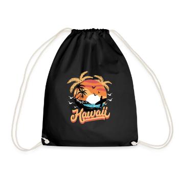 Hawaii Beach Hawaiian Vacation Surfer - Drawstring Bag - black - Front