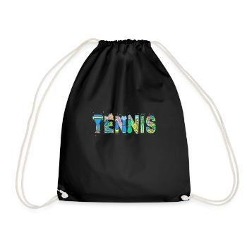 Tennis Tennisschläger Tennisspieler - Turnbeutel - Schwarz - Vorne
