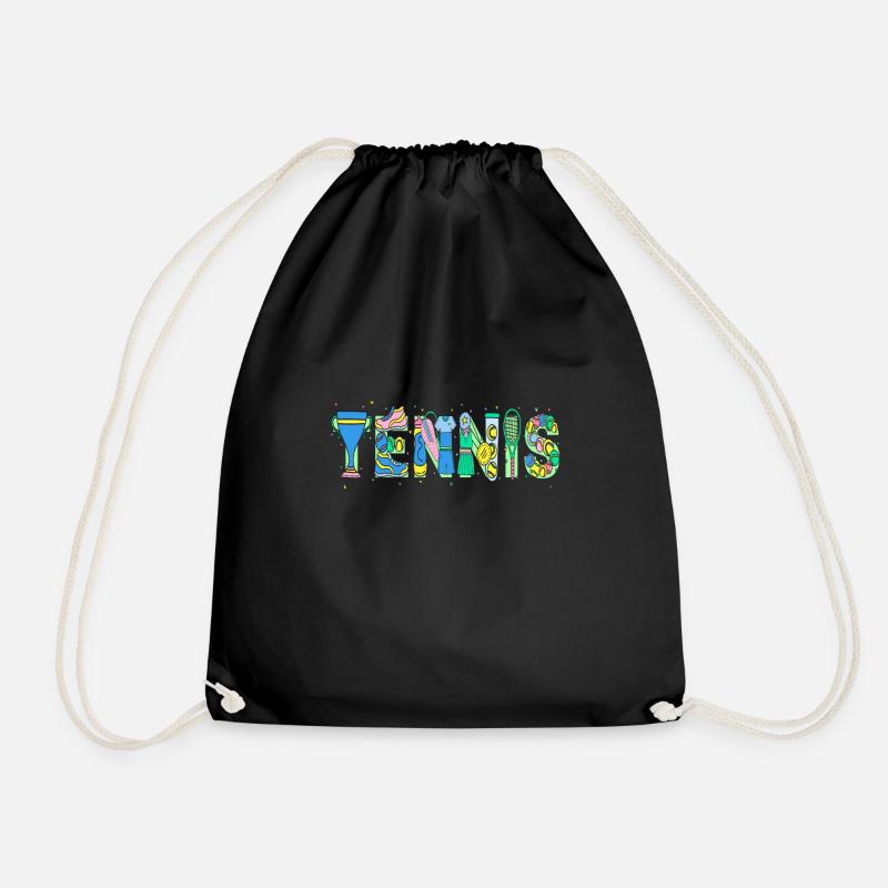 Tennis Racket Tennis Player - Drawstring Bag - black