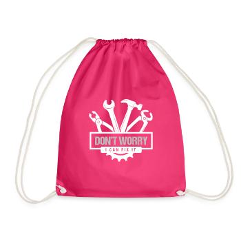 Dont Worry I Can Fix It Craftsman - Drawstring Bag - fuchsia - Front