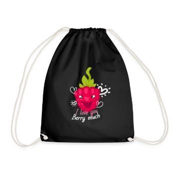 I Love You Berry Much Fruit Raspberry - Drawstring Bag - black - Front