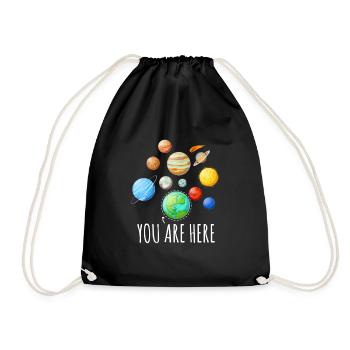 You Are Here Planet Astronaut Space - Drawstring Bag - black - Front