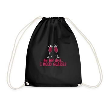 My Age I Need Glasses Wine Alcohol - Drawstring Bag - black - Front