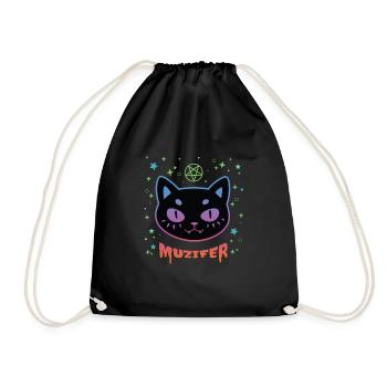 Muzifer Katze Kätzchen Teufel Luzifer - Turnbeutel - Schwarz - Vorne