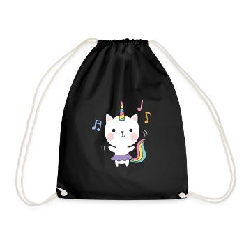 Cat Unicorn Kitten Children - Drawstring Bag - black - Front
