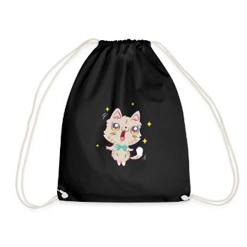Sing Katze Kawaii Süß Japan Anime - Turnbeutel - Schwarz - Vorne