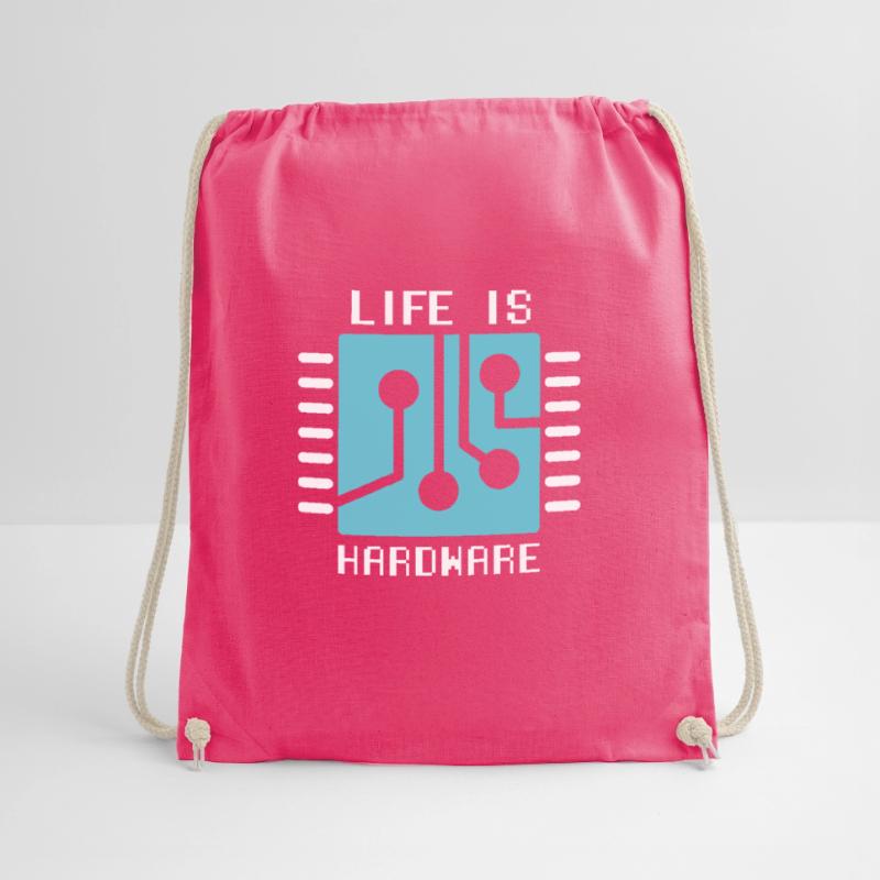 Life Is Hardware Computer Scientist Hack Coder Drawstring Bag