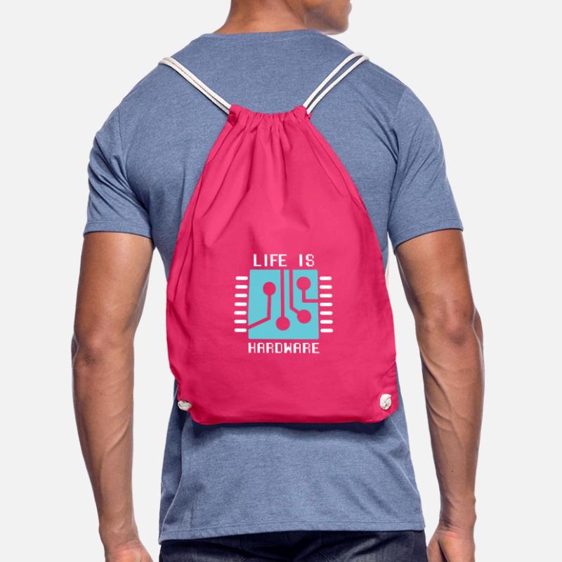 Life Is Hardware Computer Scientist Hack Coder Drawstring Bag