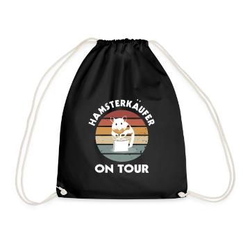 Shopping Shoppen Hamsterkäufer Humor Spruch Design - Turnbeutel - Schwarz - Vorne
