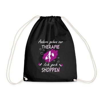 Shopping Shoppen Therapie Einkauf Design - Turnbeutel - Schwarz - Vorne
